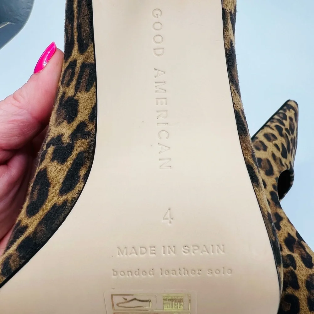 NWOT Good American Leopard Print Suede Leather Pump size 4